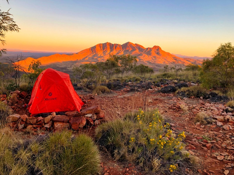 Camping with a view of Mount Sonder 