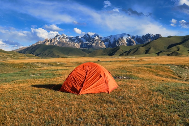 A tent pitched in Kok Kiya Valley  