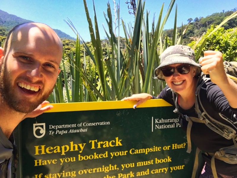 Dotti and Zandy at the end of the Heaphy Track 