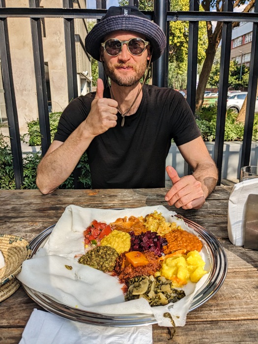 Eating delicious Ethiopian food - one our favourite things to do in Johannesburg!