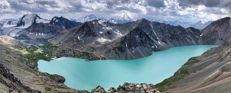 Panorama of Ala Kul Lake 