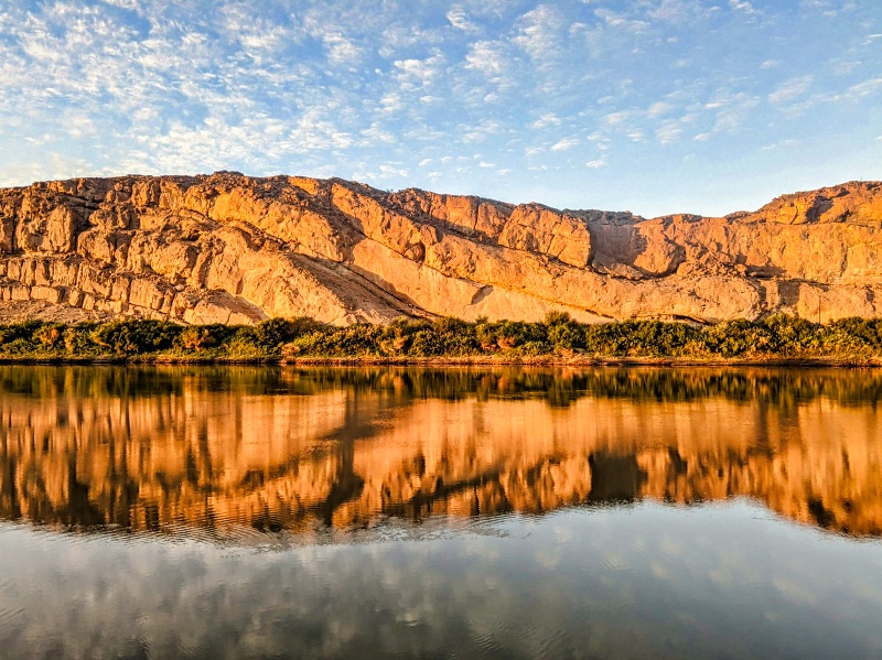 View of the Orange River from Amanzi River Camp in Namibia