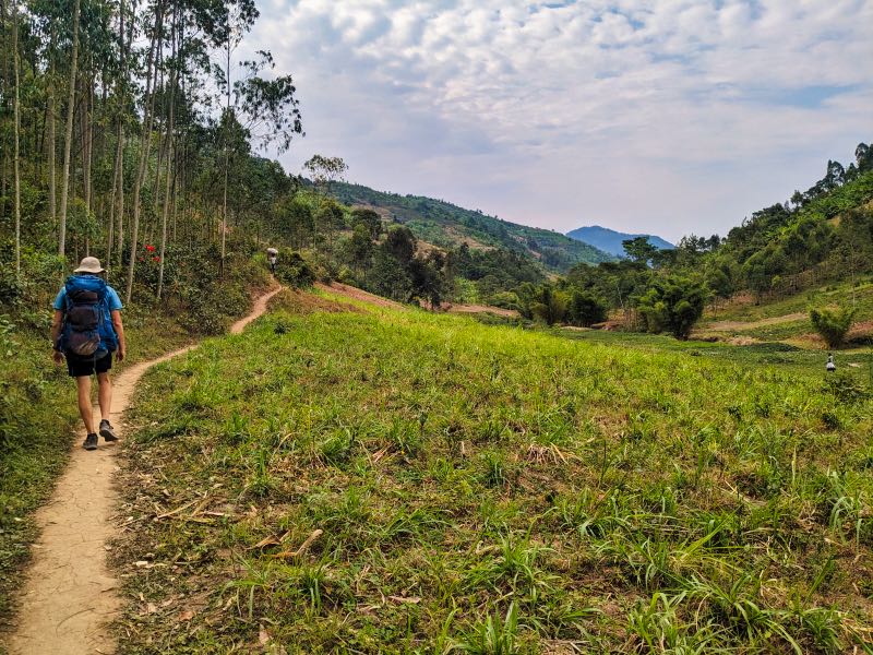 Zandy walking along the Congo Nile Trail 