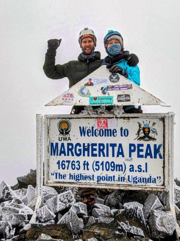 At the top of Margherita Peak 