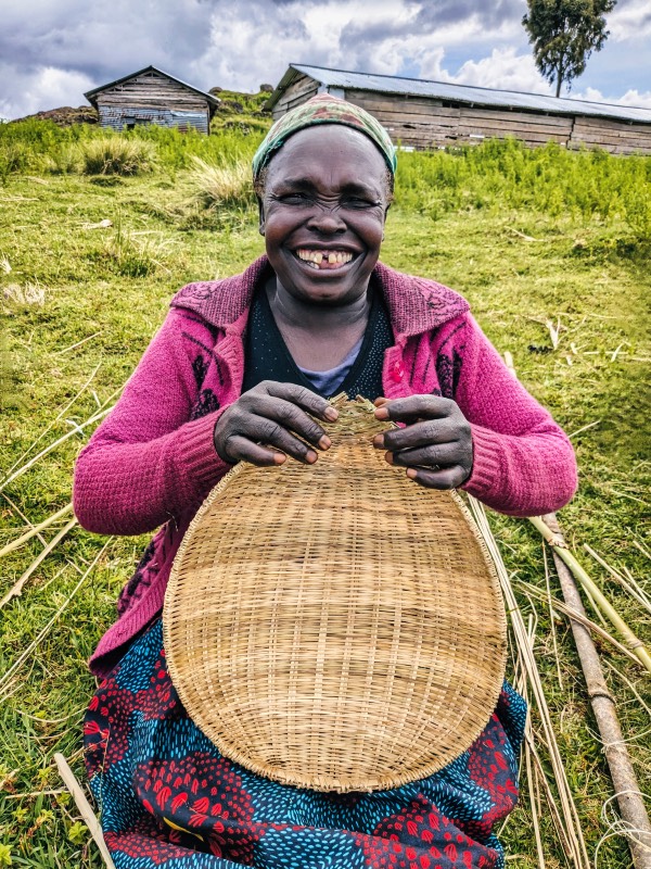 Woman weaving in Mount Elgon