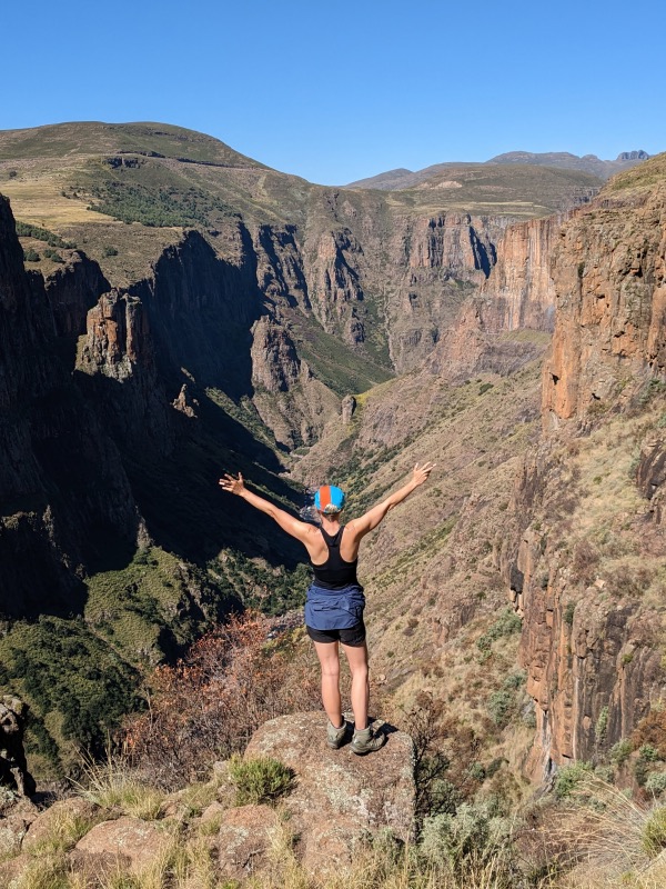 Dotti taking in the Lesotho mountains 