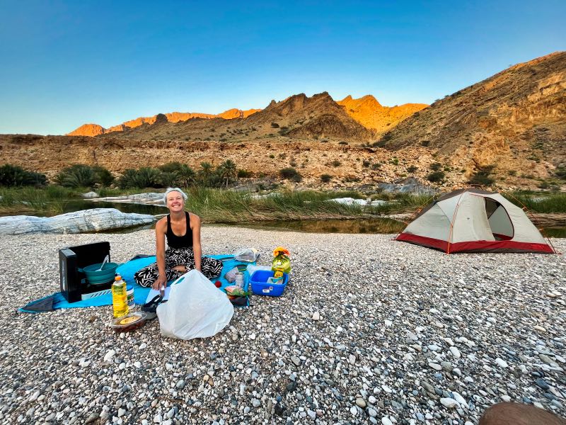 Us wild camping in Oman