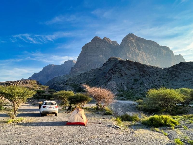 Mountain camping in Oman